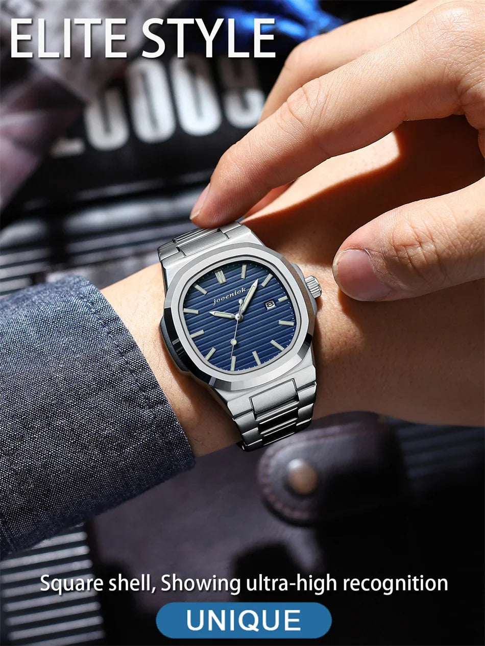 2025 Top Brand Luxury Men Wristwatch Business Waterproof Luminous Alloy Polygonal Case Fashion Quartz Watch Male with Calendar