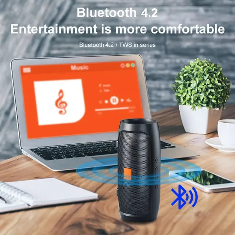 Portable Bluetooth TF USB Speaker with Dual Stereo Subwoofer FM Outdoor