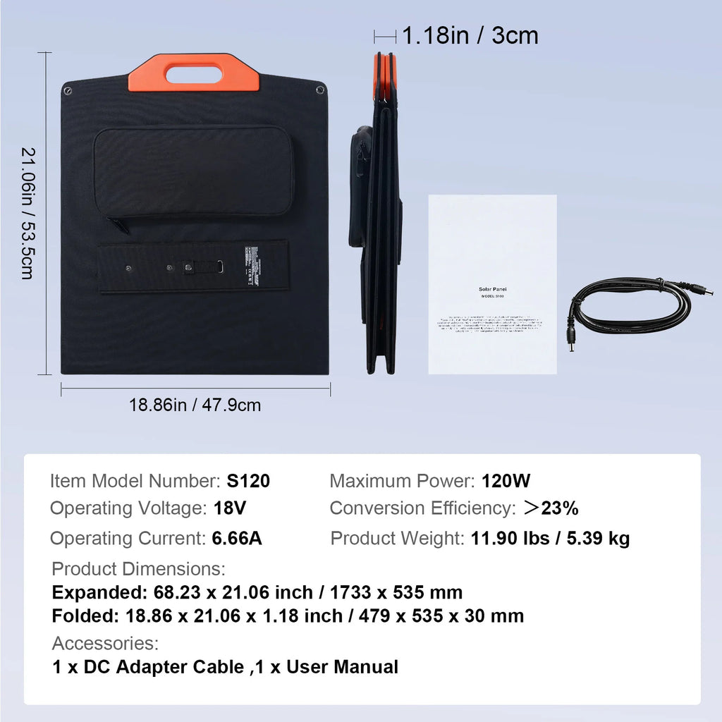 SucceBuy Portable Monocrystalline Solar Panel Foldable ETFE Charger Efficiency Panel Waterproof for Power Station Camping Hiking