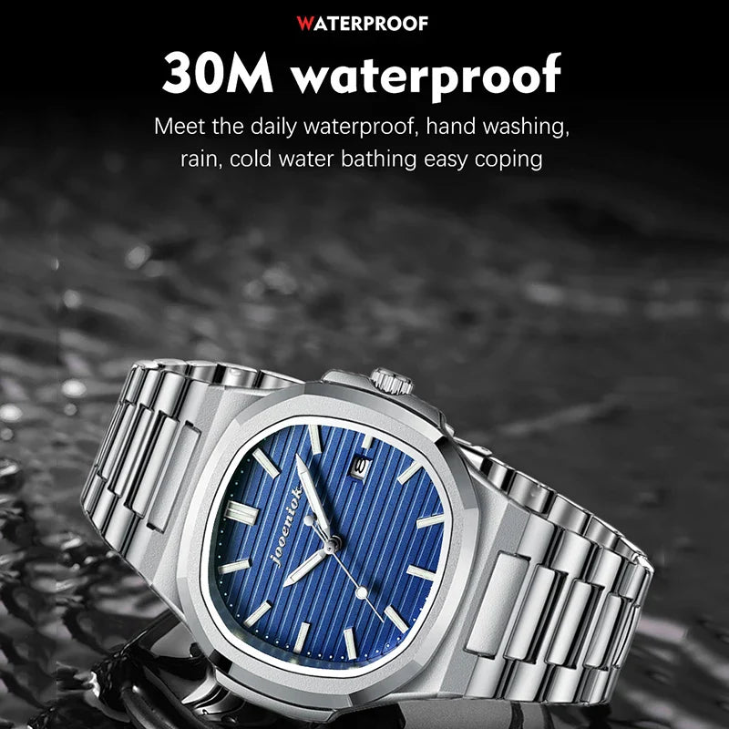 2025 Top Brand Luxury Men Wristwatch Business Waterproof Luminous Alloy Polygonal Case Fashion Quartz Watch Male with Calendar