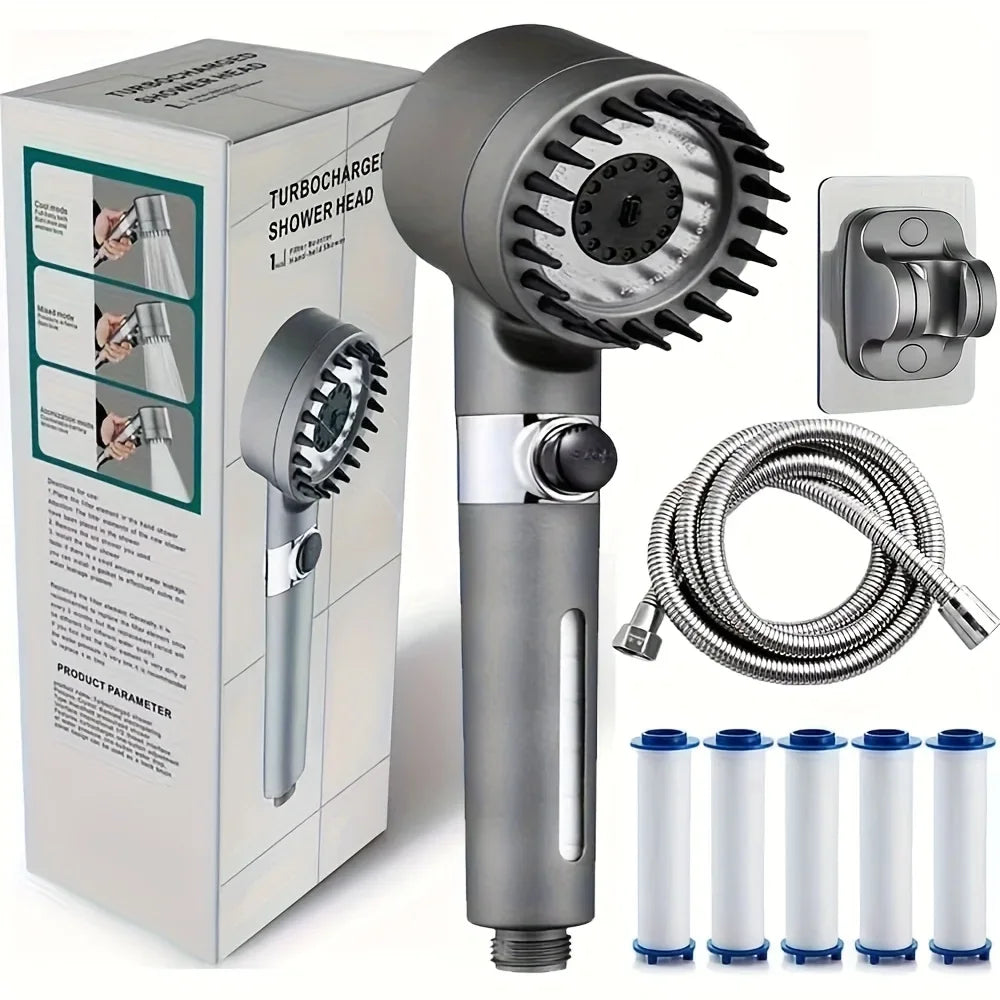 AquaIon Filtered Shower Head – 5 Spray Modes for Softer Skin & Hair