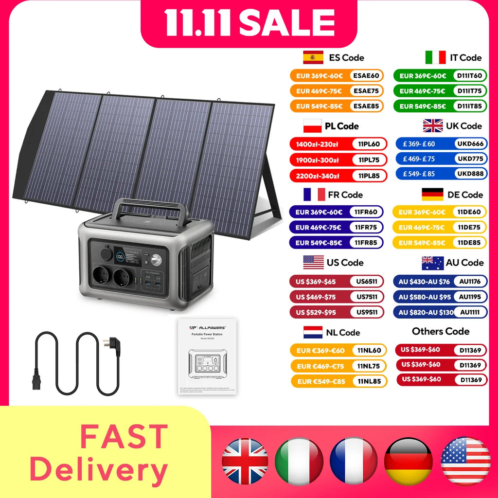 600W Portable Power Station 299Wh LiFePO4 Solar Generator with Optional Solar Panel for Camping, Outdoor & Home Backup